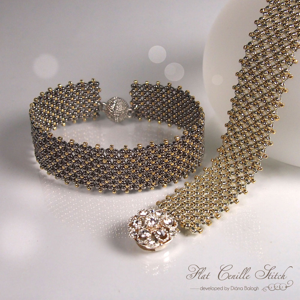 Flat Chenille Bracelet - the original Flat Chenille Stitch designed and developed by Diána Balogh